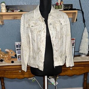 Ruby Rd. Women's White and Gold Jean Jacket
